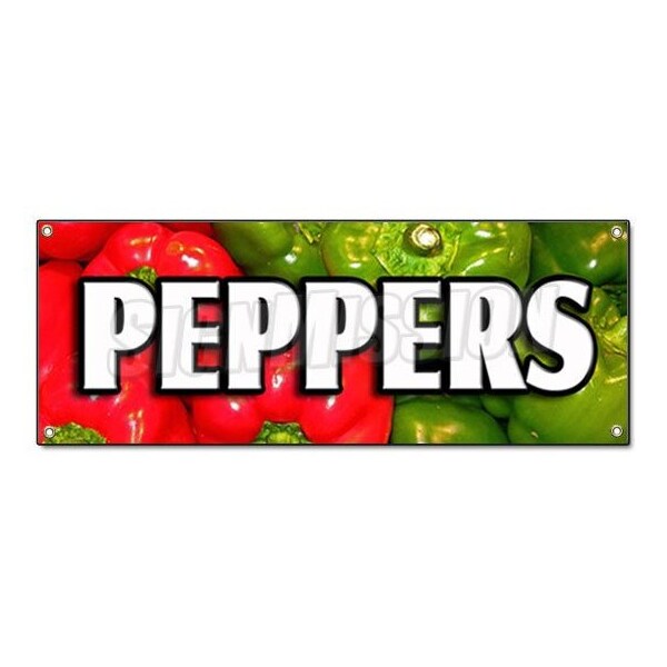 PEPPERS BANNER SIGN hot spicy sweet jalapeno green hot bell fresh banana